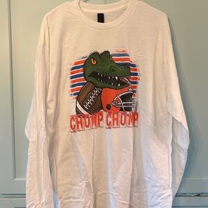 Gildan White Long Sleeve Tee with Alligator Graphic